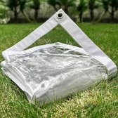 Dekzeil waterdicht 1,22 x 1,22 m, 500 g/m² PVC transparant waterdicht zeildoek, scheurvast en UV-bestendig, transparant zeildoek met oogjes kan in de tuin worden gebruikt