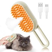 Handheld Haarstomer voor katten & honden - zachte massage borstel met stoom functie - kattenborstel - kattenkam - hondenborstel - hondenkam - haarverwijderaar - huisdier - kortharig/langharig - klittenkam - kaki -