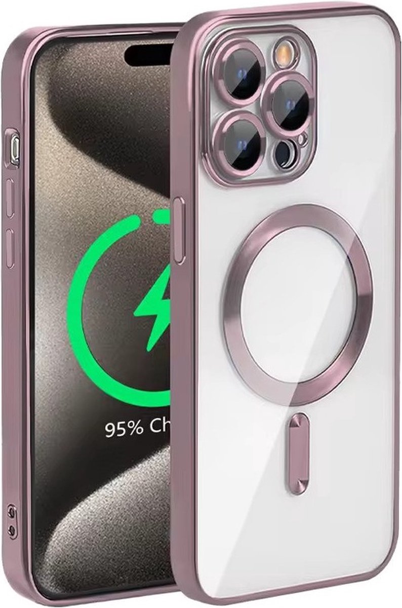 TG Techgrip - Hoesje Geschikt voor iPhone 15 Pro Magsafe Compatible Rose Goud - Back Cover Hoesje met ingebouwde 9H HD camera glas bescherming - Rose Goud Hoes Geschikt voor iPhone 15Pro