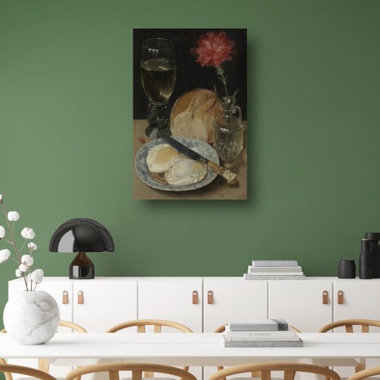 Nature morte aux œufs au plat - Décoration murale Georg Flegel - Décoration murale alimentaire - Peinture sur toile Maîtres anciens - Décoration murale champêtre - Peintures sur toile - Oeuvre 75x100 cm