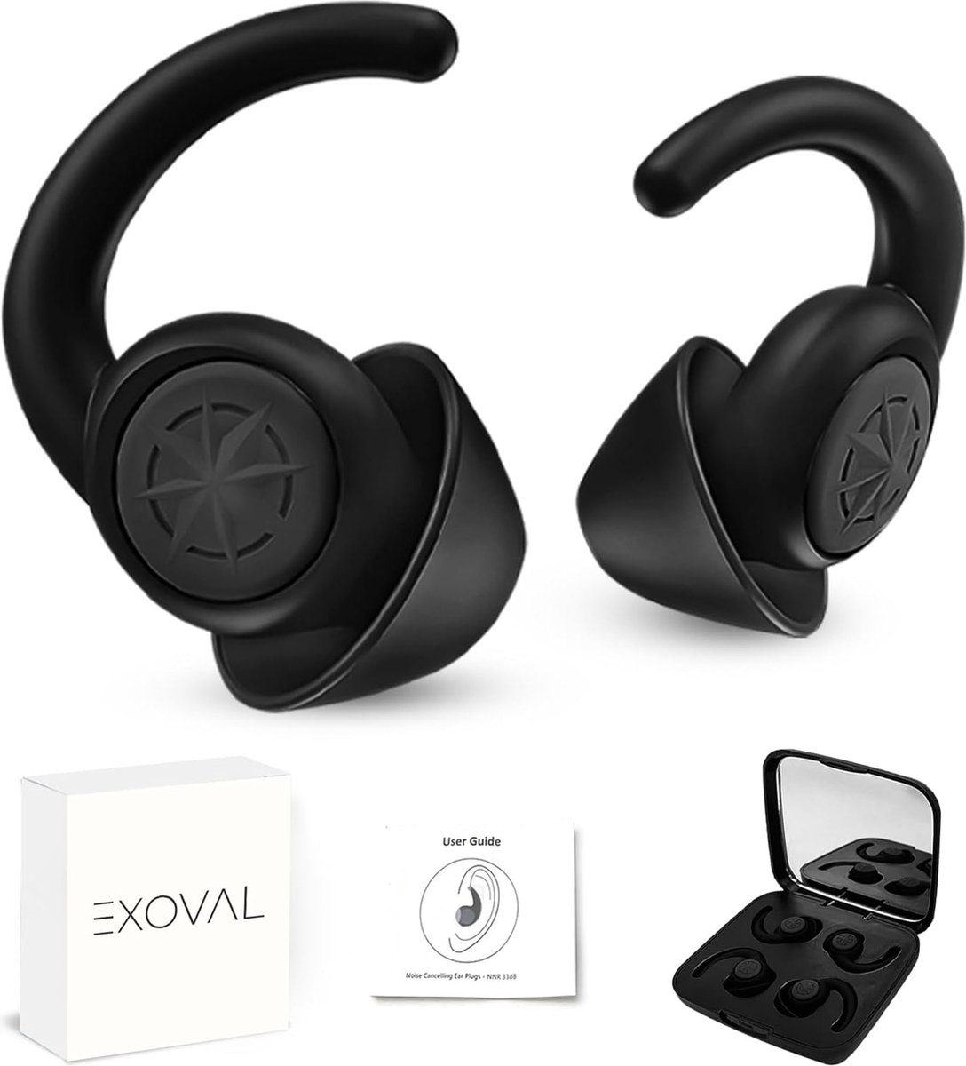 Goedkoopste Sleep Earplugs - Anti-Snoring - Ear Protection - High Noise Reduction (35dB) - 2 Sizes M/L - BPA Free Silicone - Black