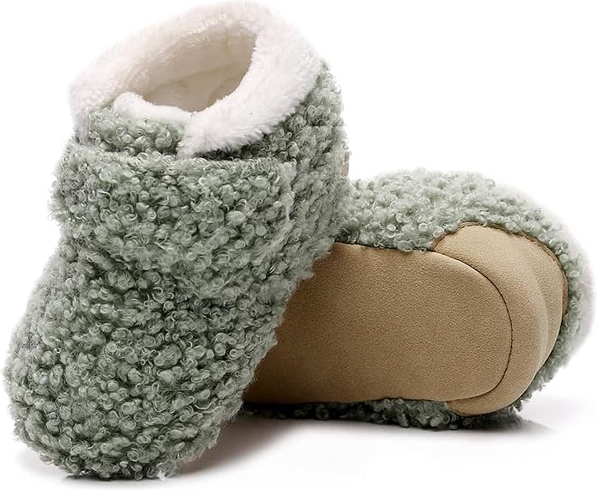 Steppies Babyslofjes met Antislipzolen - Groen - Maat 20-21 (12-18 maanden, 13 cm) - Zachte Pluche Slofjes