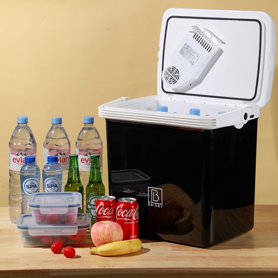 Brisby 25 Liter Elektrische Koelbox, Frigobox Deluxe met 12V, 220/230 Volt Aansluiting voor Auto en Camping – AC/DC - Coolbox - Divider en Deksel vergrendelstand - ZWART van Brisby — afbeelding 5