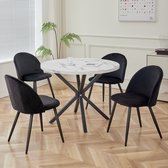 Instinct® stoelen set van 4 - fluwelen - eetkamerstoelen - metalen stoelpoten - zwart