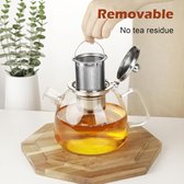 Theepot 1000 ml borosilicaatglas theepot met verwijderbare roestvrijstalen losse thee-infuser] voor thee en koffie, kookplaat veilig en hittebestendig geblazen glas