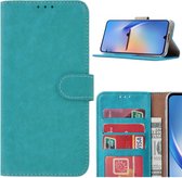 Samsung Galaxy S24 Turquoise - Portemonnee Wallet Case Pasjeshouder - boek Telefoonhoesje Kunstleer - Book case