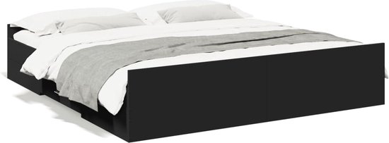 vidaXL-Bedframe-met-lades-bewerkt-hout-zwart-200x200-cm