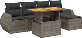 vidaXL - 6-delige - Loungeset - met - kussens - poly - rattan - grijs