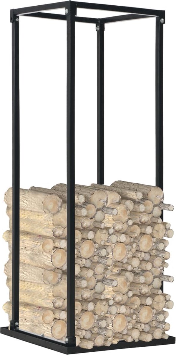 LBB Brandhoutrek Houtopslag 37x37x113cm ( BxHxD) Zwart Staal Haardhout opslag – Haardhoutrek Binnen en Buiten