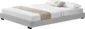 In And OutdoorMatch Houten Bed Austen - Laag - Imitatieleer - Met bedbodem - 140x200 cm - Wit - Klassiek Design
