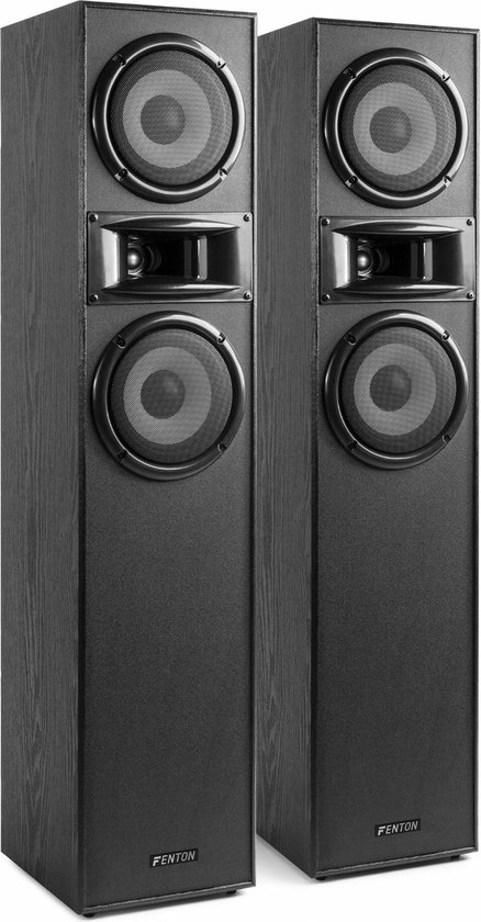 Speakerset - Fenton SHF700B hifi speakers 400W zuil luidsprekers met 2x 6,5 inch woofer - Zwart