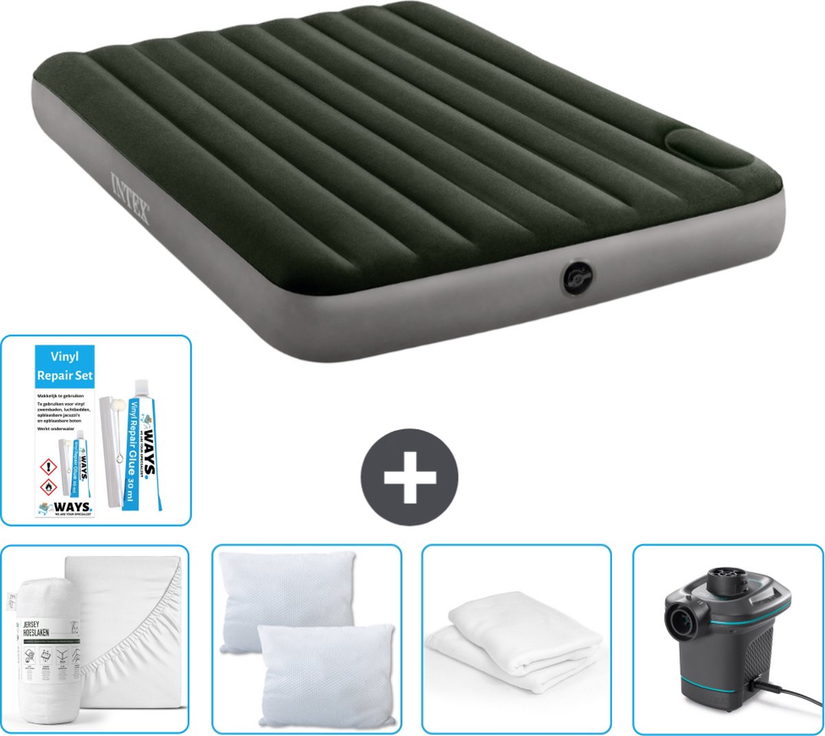 Intex Luchtbed - 2-Persoons - 152 x 203 x 25 cm - Groen - Accessoires CB2