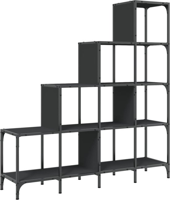 vidaXL-Boekenkast-122x30x132-cm-bewerkt-hout-en-metaal-zwart