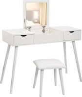 Make-up Tafel - Kaptafel - Met Spiegel - Dressoir - Luxe Kaptafel - Met krukje - Slaapkamer - Moderne look - Wit