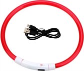 *** Rode LED-halsband - Geschikt voor honden en katten - 70 cm - Met lichtgevende functie - 3 standen - Spatwaterbestendig - USB-oplaadbaar - Verstelbaar - van Heble® ***