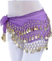 Go Go Gadget - Foulard de danse orientale avec pièces d'or - 150 cm - Foulard de hanche - Violet