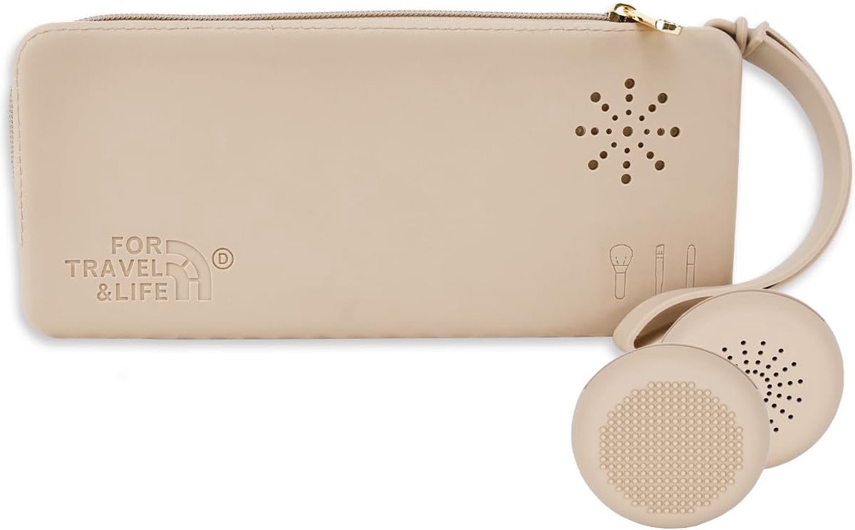 Siliconen make-up-kwasttas, draagbare make-up-kwasttas, make-up kwasttas + kwast, gemakkelijk te reinigen, maat M