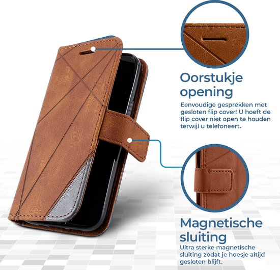 Étui adapté pour Samsung Galaxy A25 - Bookcase - Porte carte - Portefeuille - Motif - Simili cuir - Marron