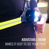 Premium Borstlamp Triple Beam - Verstelbare 90° Lichtbundel & Reflecterende Band - Oplaadbaar via USB-C - 500 Lumen - Waterbestendig IPX4 - Veiligheid & Zichtbaarheid Voor Hardlopen, Joggen, Fietsen