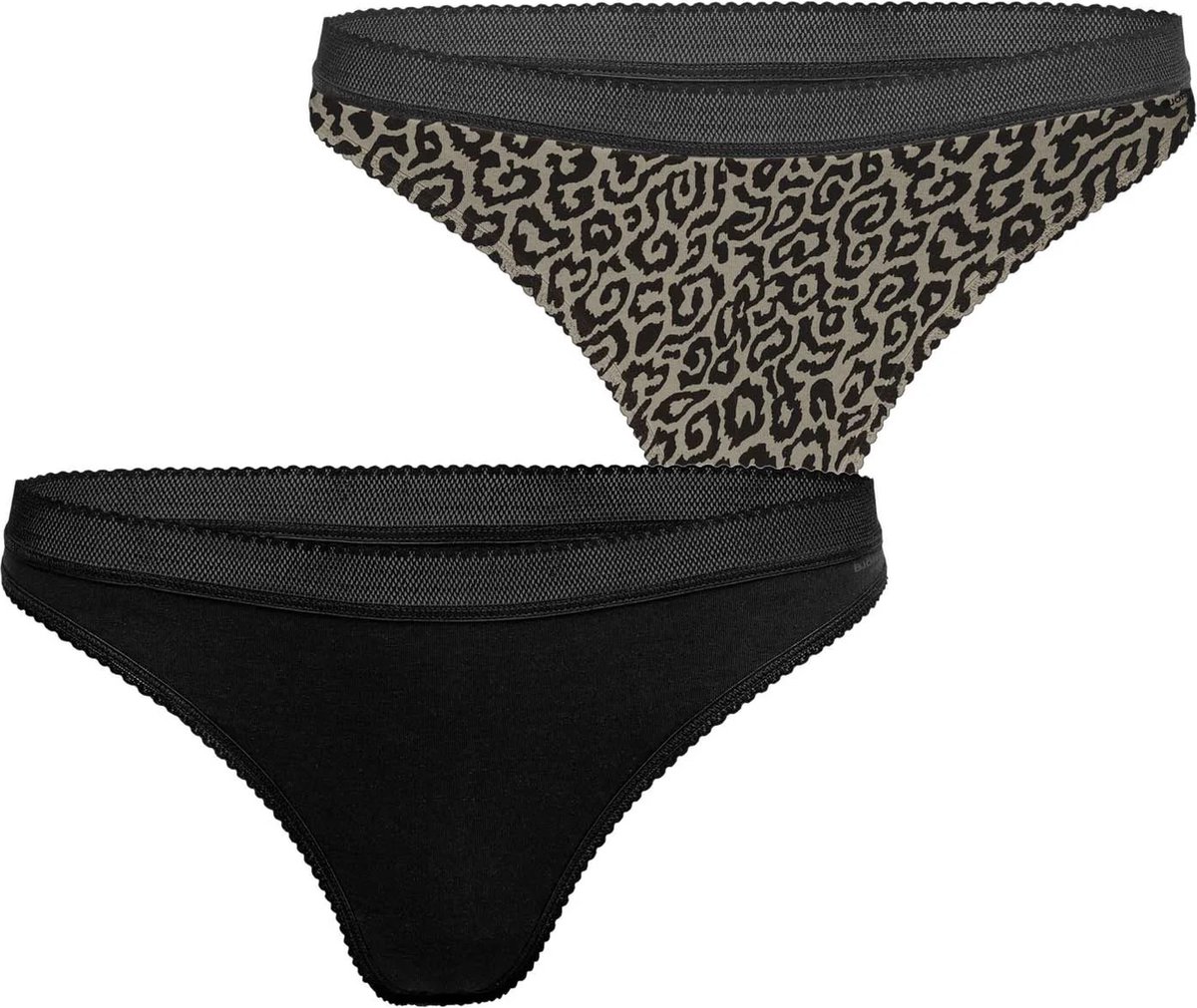 Dames strings 2-pack - Panter - Katoenen dames string - liupaard - XXL