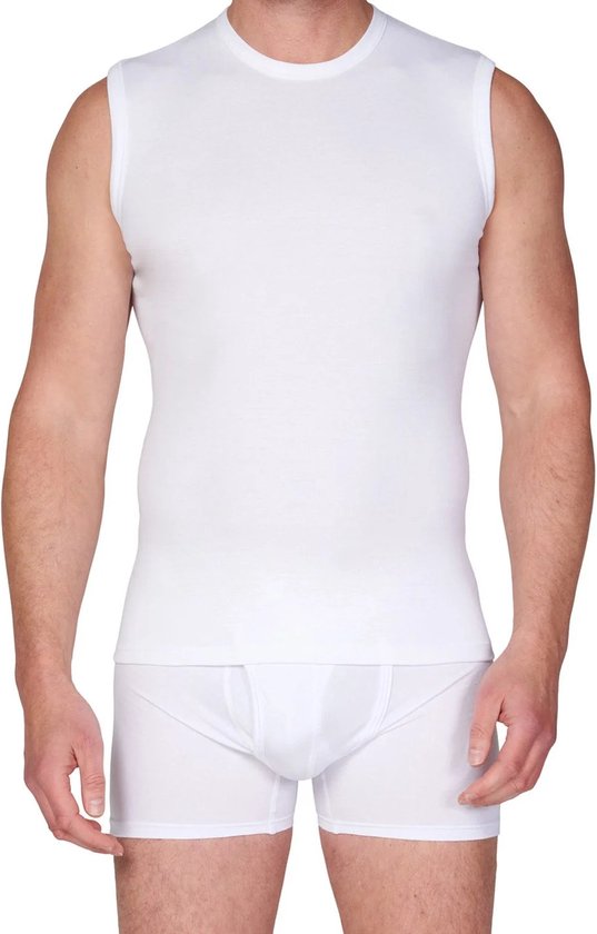Beeren Mouwloos shirt met ronde hals - kleur wit - 100 % katoen - Maat M