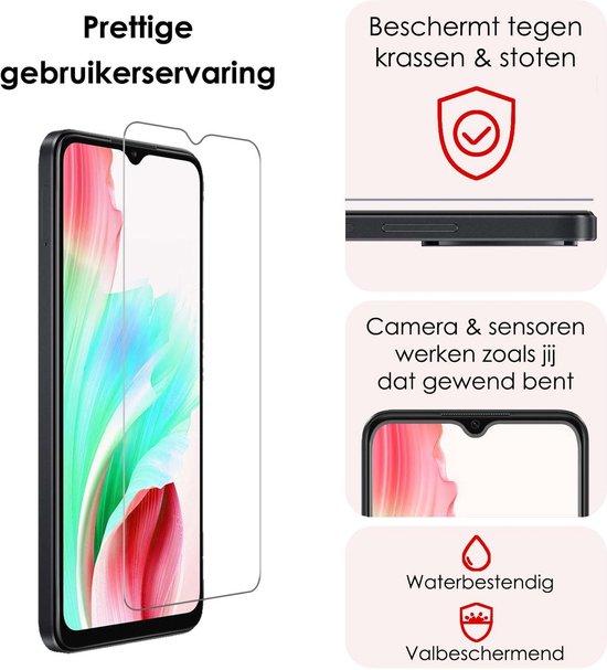 Coque Compatible avec OPPO A18, Coque Arrière en Siliconen avec 2 Films de Protection d'écran - Transparent