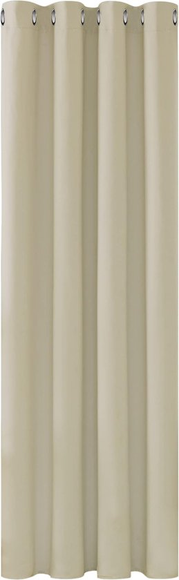 Gordijnen Verduisterend met Oogjes, Beige, Ondoorzichtige Gordijnen met Warmtewerende Stof voor Woonkamer, 1 stuk, 132x214 cm (B x H)