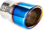 Auto uitlaat sierpijp - chroom met blauwe Gloed afwerking - diamter 48-65mm - Roestvrijstaal
