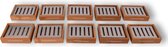 Pack économique : Set de 10 porte-savon en Bamboe marron clair et acier inoxydable Discountershop - 13 cm x 10,5 cm x 3 cm - Accessoires de vêtements pour bébé de salle de bain idéal pour les maisons d'hôtes/chambres d'hôtes