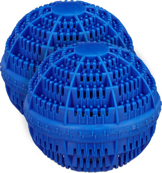 relaxdays Lot de 2 boules de lavage - boule de lavage écologique - boules en céramique - durable - bleu