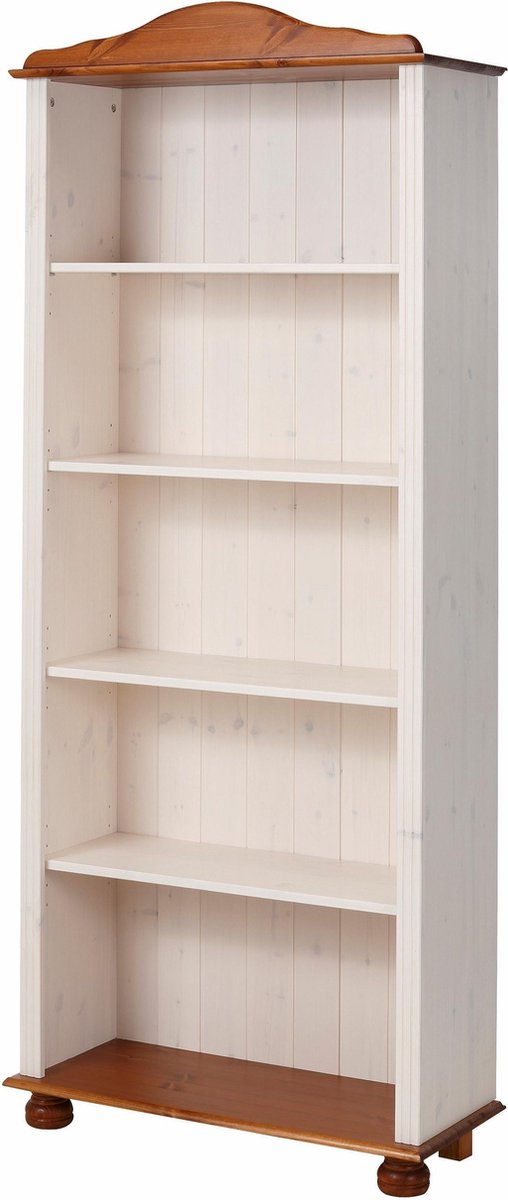 Mette Boekenkast - Wit/Honingkleurig Massief Grenenhout - 181 cm