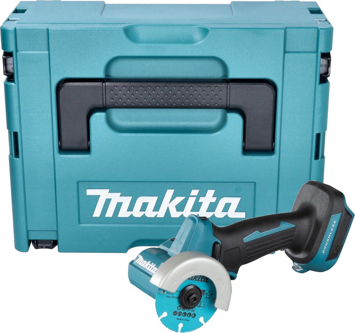 Makita DMC 300 ZJ accu haakse slijper 18 V 76 mm borstelloos + Makpac zonder accu zonder lader