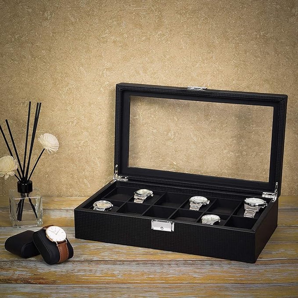 horlogebox - horlogekussen, horlogekast \ horloge doos 36.2 X 9 X 21.3 cm