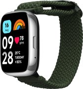 kwmobile bracelet en nylon pour smartwatch - Compatible avec Xiaomi Redmi Watch 3 Active - 14 - 22 cm - Bracelet en vert foncé