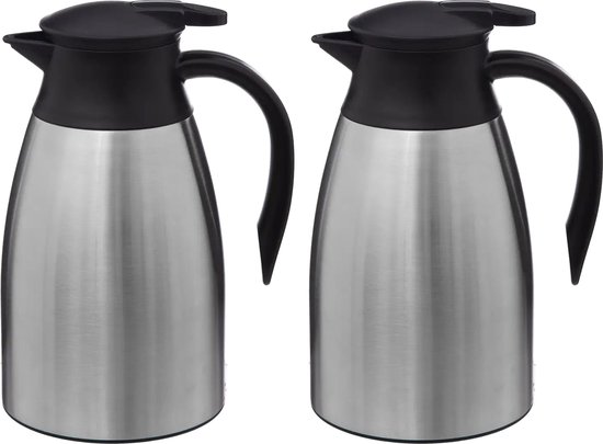 Foto: 5five thermoskan 2x rvs 1500 ml dubbelwandig isoleerkan koffiekan