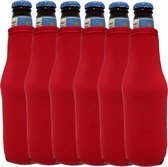 6 st. bierfleshouder- flessen koel houder | bierfleshoes | Rood