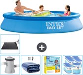 Intex Rond Opblaasbaar Easy Set Zwembad - 305 x 61 cm - Blauw - Inclusief Pomp Solarzeil - Onderhoudspakket - Filters - Solar Mat