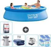 Intex Rond Opblaasbaar Easy Set Zwembad - 305 x 76 cm - Blauw - Inclusief Pomp Solarzeil - Zoutwatersysteem - Filters - Zwembadzout