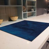 Inductiebeschermer donkerblauw aquarel | 58.3 x 51.3 cm | Keukendecoratie | Bescherm mat | Inductie afdekplaat