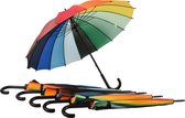 Set van 6 Windproof Regenboog Paraplu voor Volwassenen | Krom Haak Handvat | 98cm Diameter | LGBTQ Paraplu - Multi Collors - Sterke & Stevig
