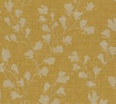 Papier peint Fleurs Profhome 387471-GU papier peint intissé vinyle dur gaufré à chaud légèrement texturé avec motif floral or jaune mat jaune ocre 5,33 m2