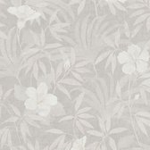 Bloemen behang Profhome 380284-GU vliesbehang licht gestructureerd met bloemen patroon mat beige grijs zilvergrijs 5,33 m2