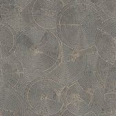 Papier peint graphique Profhome 379004-GU papier peint intissé légèrement texturé avec motif graphique noir brillant gris or 5,33 m2