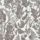 Bloemen behang Profhome 377521-GU vliesbehang glad met bloemen patroon mat wit grijs 5,33 m2
