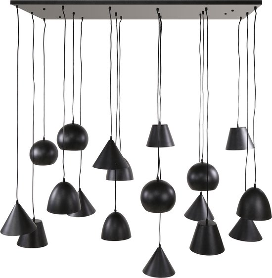 Lampe à suspension XXL Artic en métal noir | 18 lumières | 145x60x150cm | salle à manger salon | design industriel | réglable | attrayant et moderne