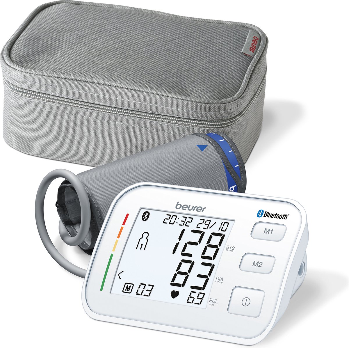 Beurer BM 57 Bluetooth® Bloeddrukmeter bovenarm - HealthManager Pro app - Groot manchet tot 43 cm - Onregelmatige hartslag - Risico-indicator - 2 Gebruikers - Verlicht XL display - Automatische uitschakeling - 5 Jaar garantie - Beurer