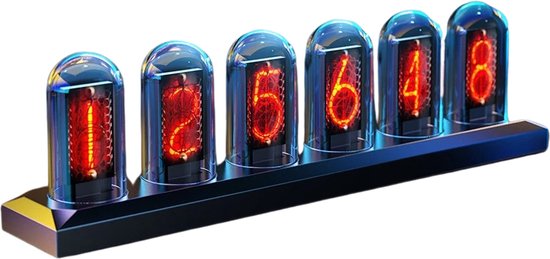 ClocTeck Nixie klok, Digitale wekker, digitale led-wekker,12/24 uur, Ondersteunt netwerk pareneen, retro cadeau om je bureau en slaapkamer te versieren