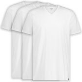 LebasQ - T-shirt Davis pour homme - Lot de 3 - Avec col en V- Extra long - Convient comme maillot de corps - Wit - M - Katoen