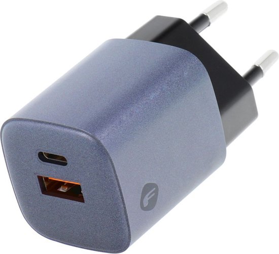 Forcell - Adapter - met USB C en USB A aansluitingen - 3A 33W - Quick Charge 4.0 - Grijs