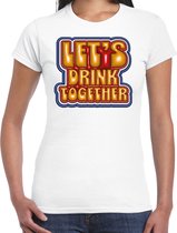 Bellatio Decorations Koningsdag shirt voor dames - let's drink together - wit - feestkleding XXL